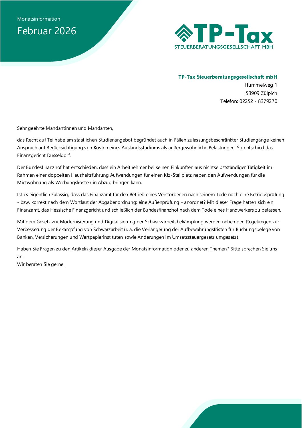 Mandanteninfo Sonderausgabe E Rechnung 1